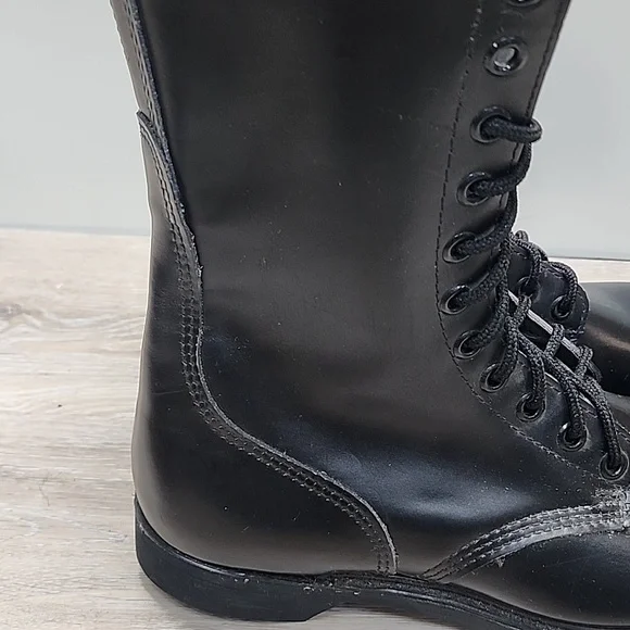 NEW VNTG Leather Military Maxitred Jump Tall Combat Lace-Up Boots Blk Sz 10 - Picture 12 of 16